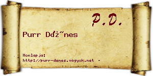 Purr Dénes névjegykártya